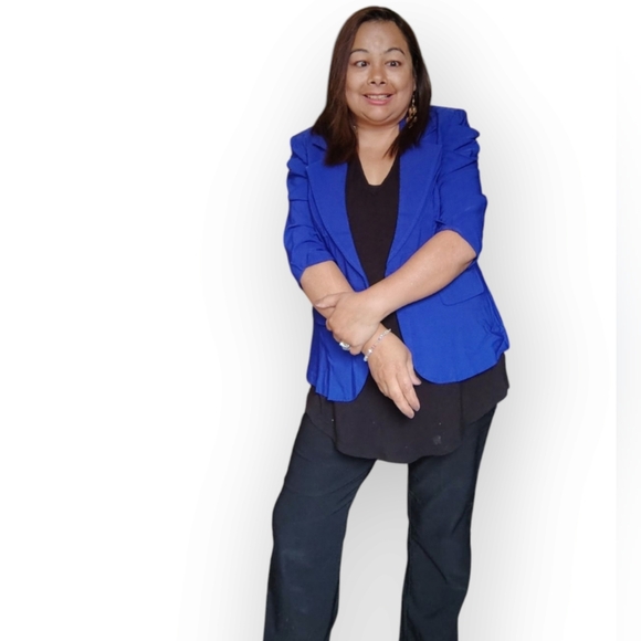 RICKI'S WOMENS SIZE 12 BLUE THIN BLAZZER JACKET SHIRT - Picture 3 of 4